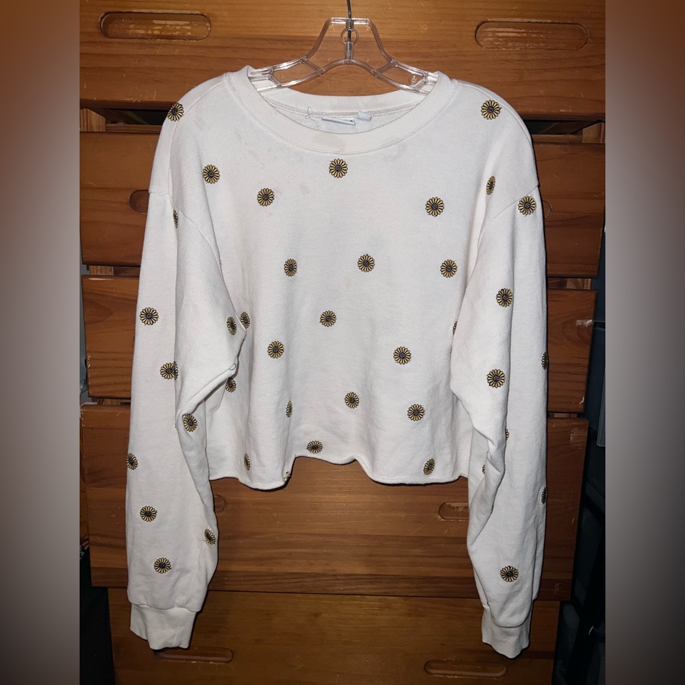 Mighty Fine Cream Sunflower Embroidered Sweatshirt